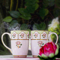 'Pichwai Kamal' Mugs - Set of Two (300ml)